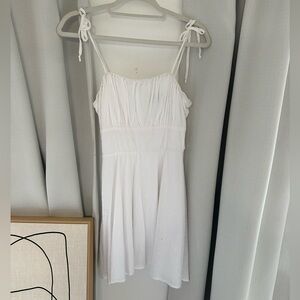 White Sleeveless Dress with Tie Straps